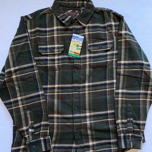 Orvis Men’s Heavyweight Green Plaid Flannel Shirt